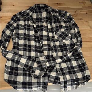 Black and White Plaid Button-Up Shirt